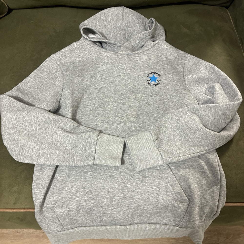 Converse Heather Gray Hoodie with Blue Logo